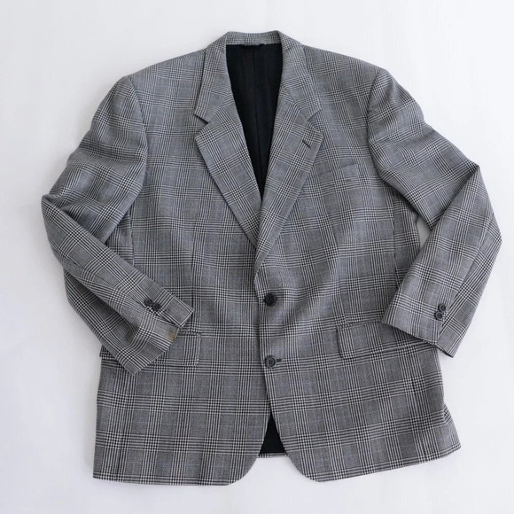 Savile Row 100% Wool Plaid Sport Jacket Blazer ~Grey/Black ~See Measurements Pic - Picture 16 of 16